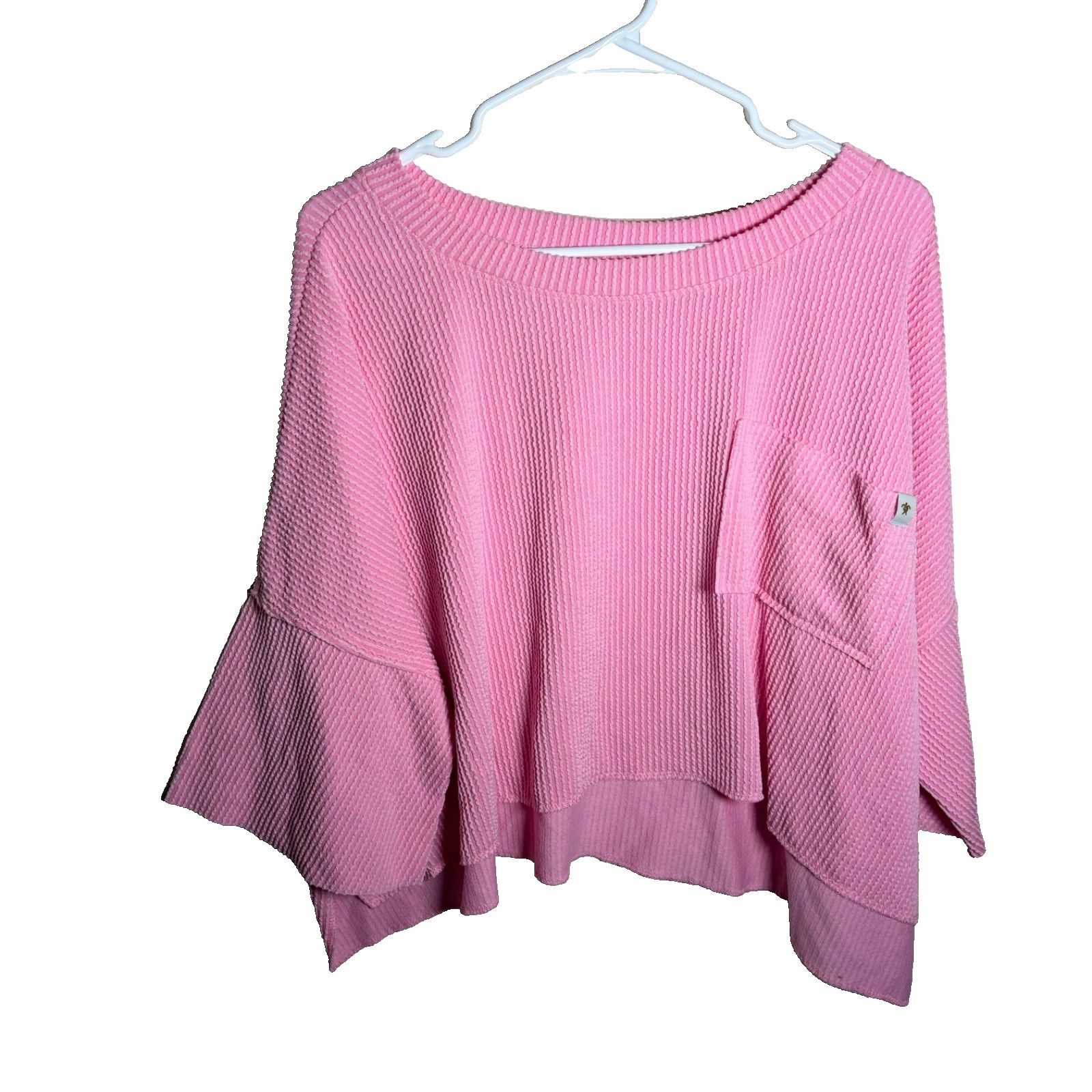 Simply Southern Top Women's Medium Pink Ribbed Slouchy Oversized Casual Shirt